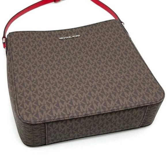 Michael Kors Large Messenger Crossbody Bag Brown/Red (NWT) - Picture 4 of 9